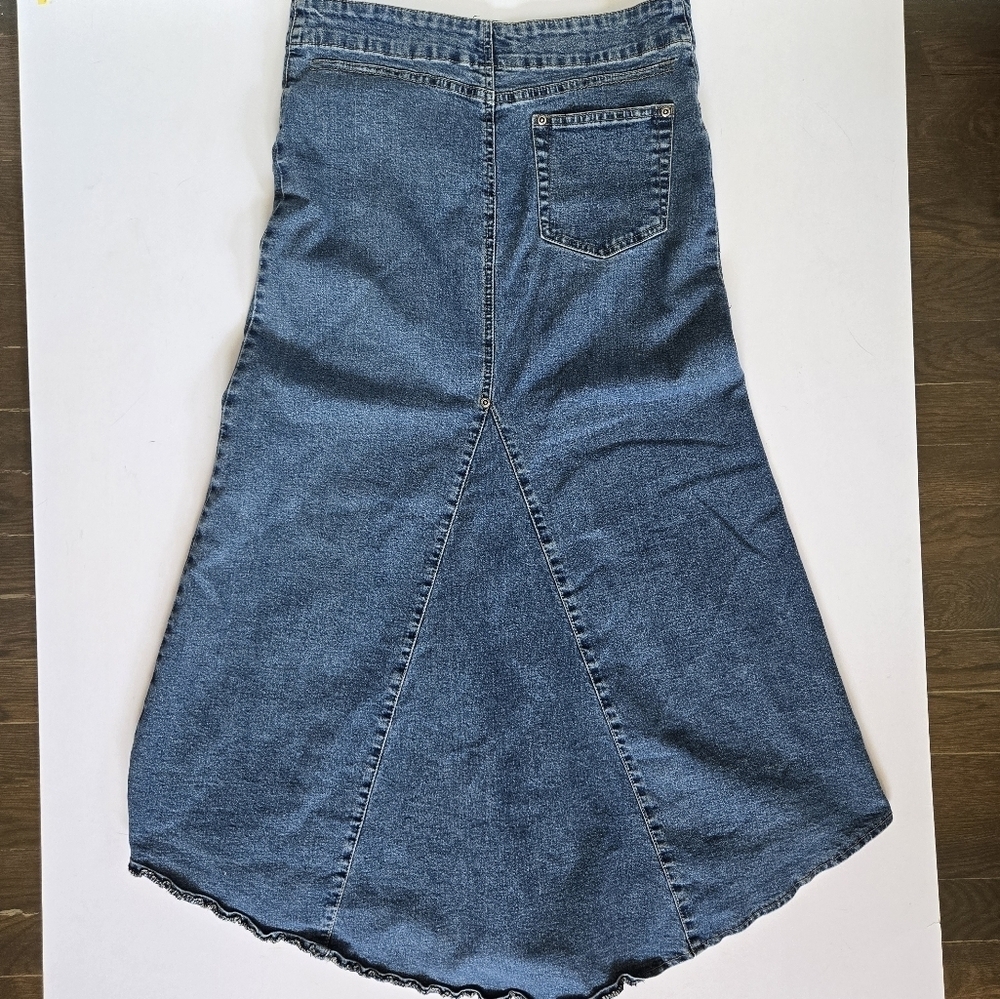 Jeanswest 90s y2k stretch denim midi skirt vintage asymetric sz 30US or 10Aus - Picture 10 of 11